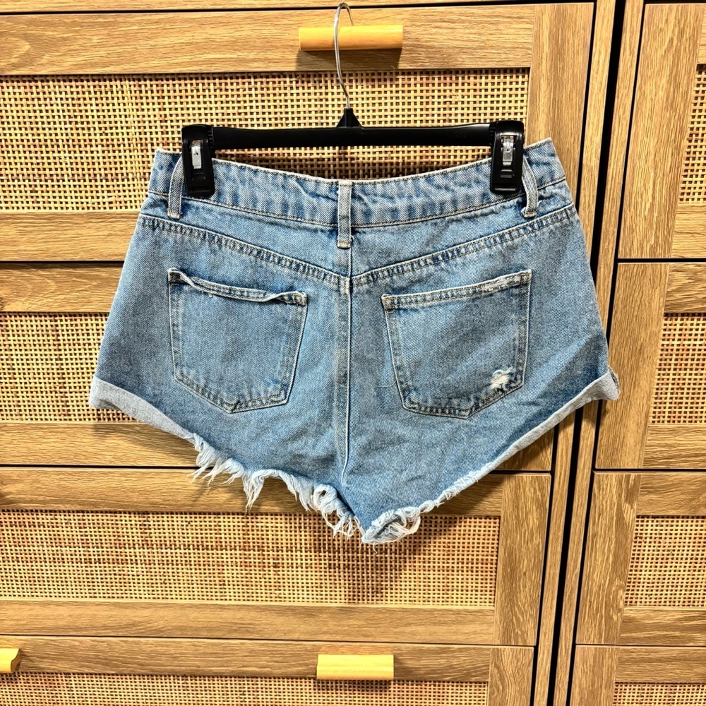 Forever 21 Blue Ripped Jean Shorts - Picture 3 of 3